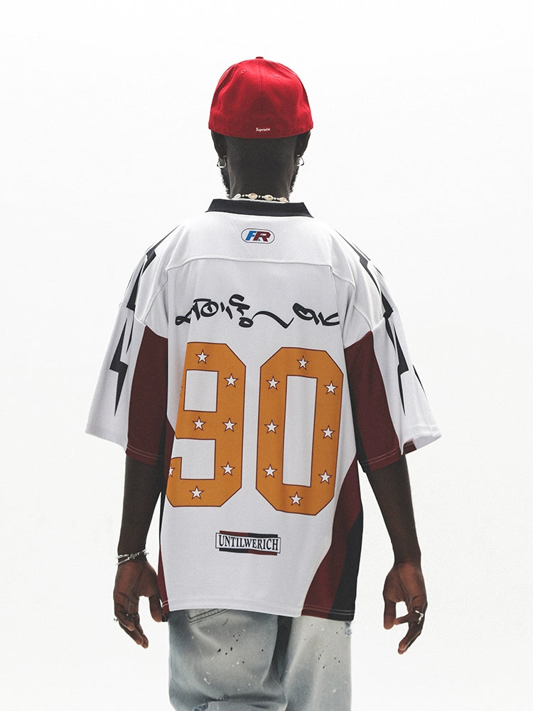 UNTILWERICH Vintage Color Matching Mesh Quick-drying Basketball Football Jersey