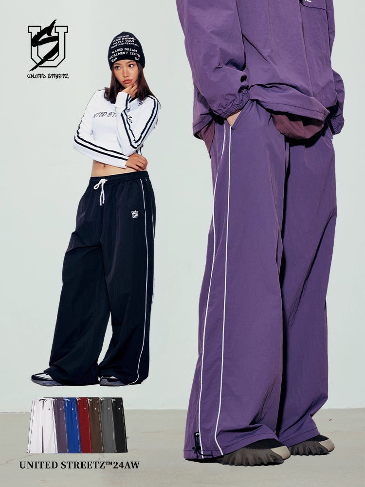 US Casual Wide Leg Parachute Pants Street Hip Hop Sweatpants