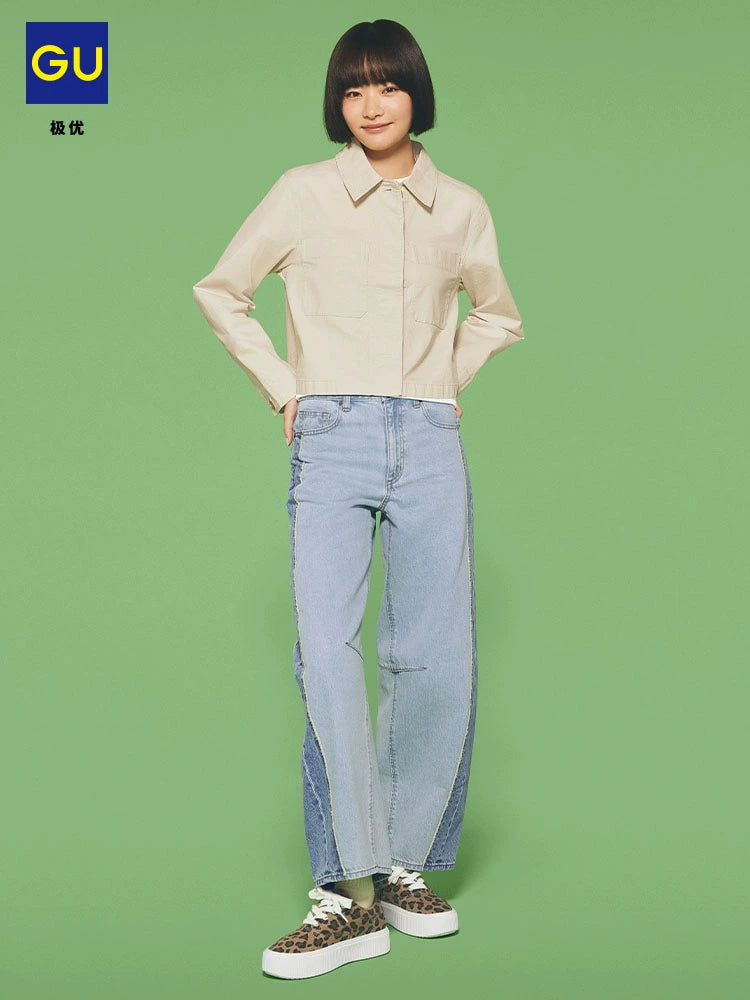 GU Color Matching Barrel Denim Scimitar Pants