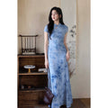 TYANG Smudged Cheongsam Slim-fit Temperament Dress