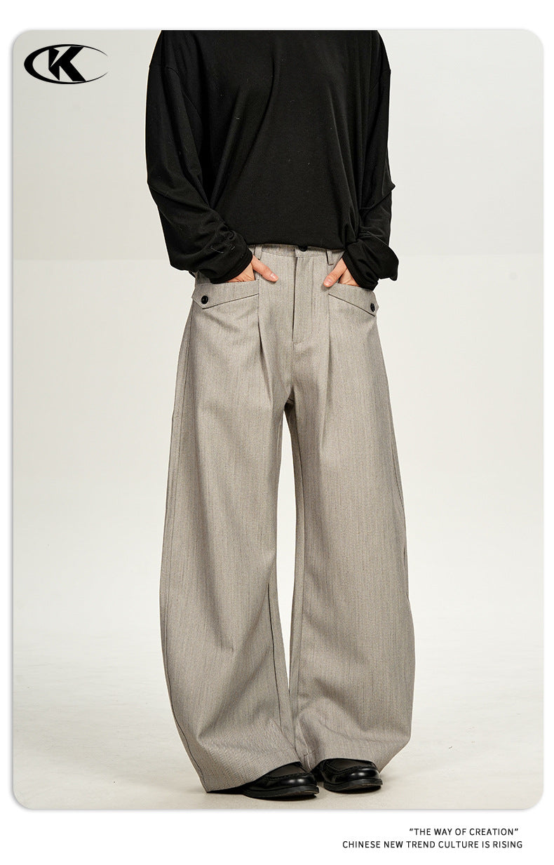 11KN Retro Double-pleated Loose Casual Trousers