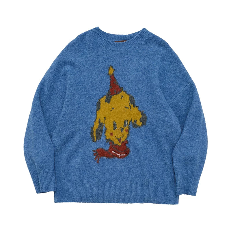 LIVINGTOWN Vintage Loose Casual Versatile Cartoon Puppy Sweater