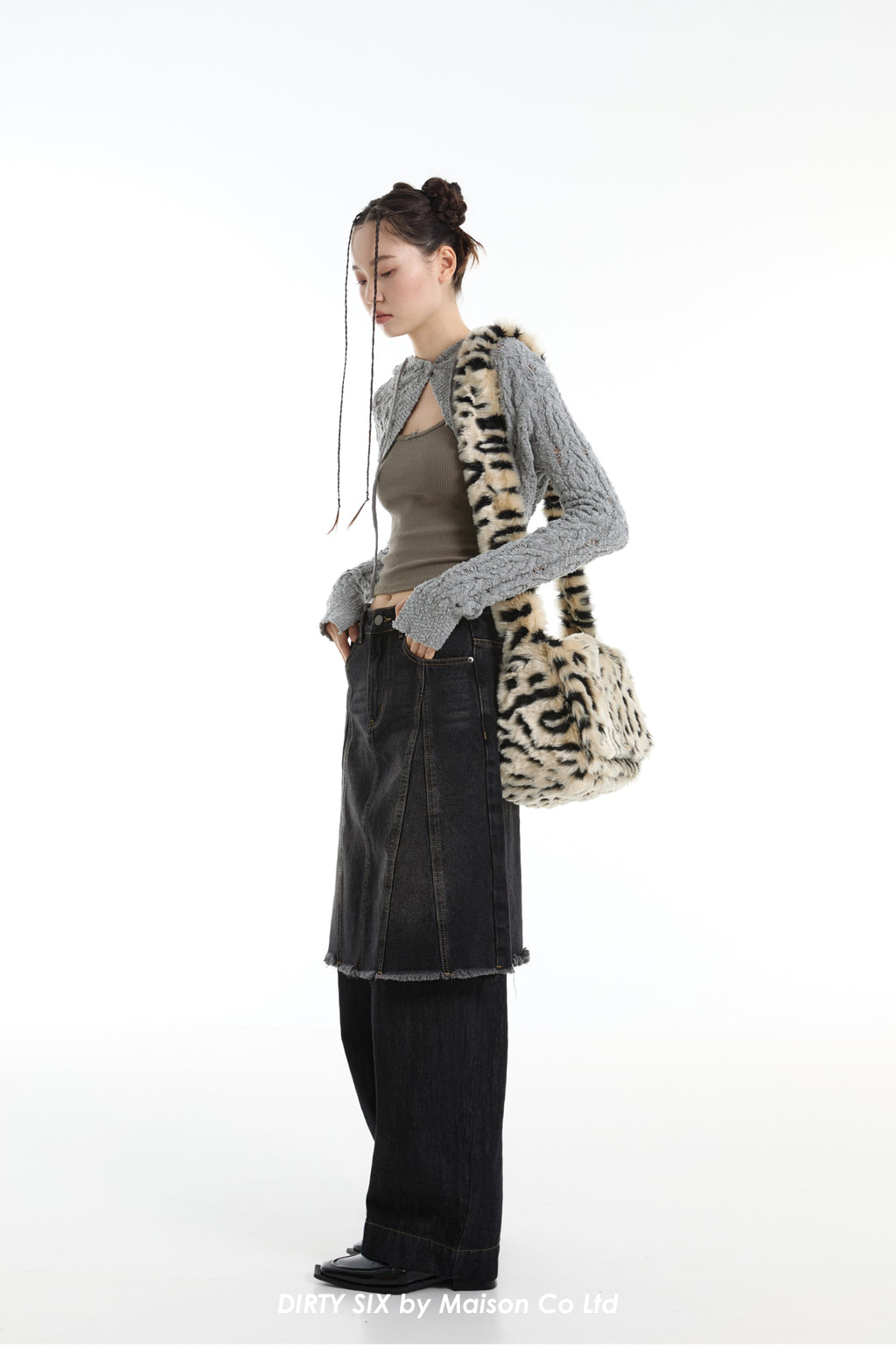 DirtySix spotted leopard flip square bag