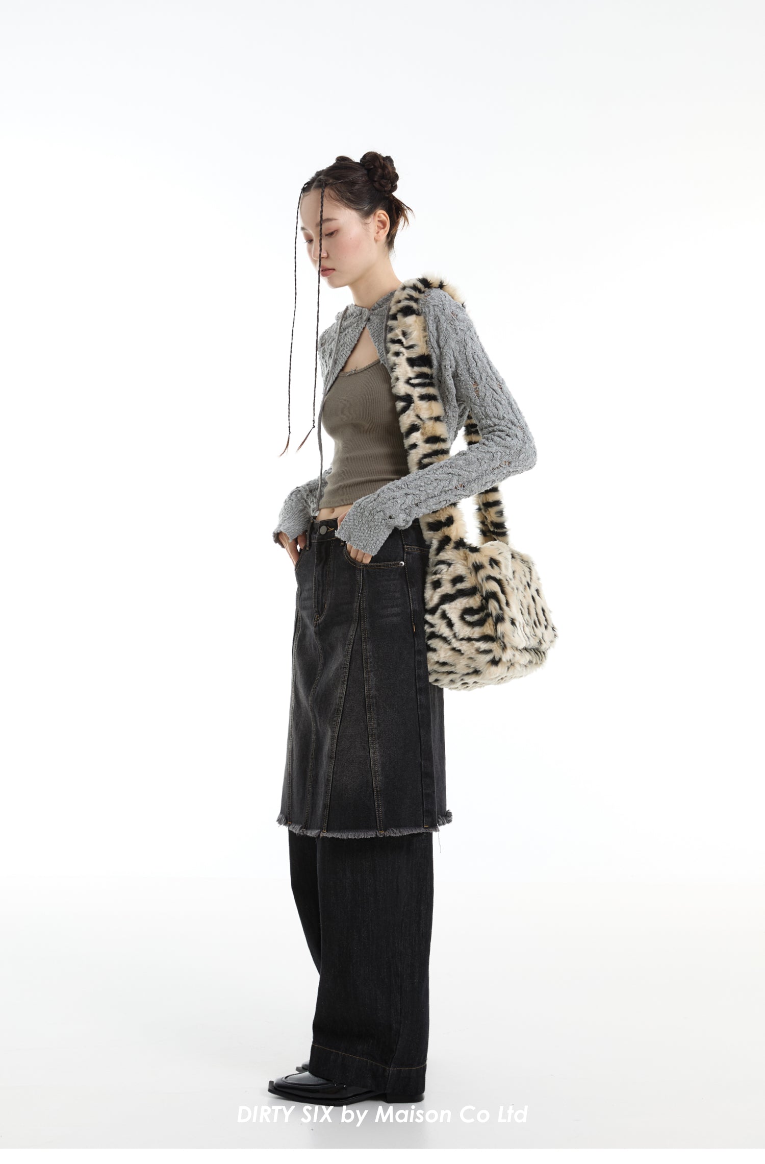 DirtySix spotted leopard flip square bag