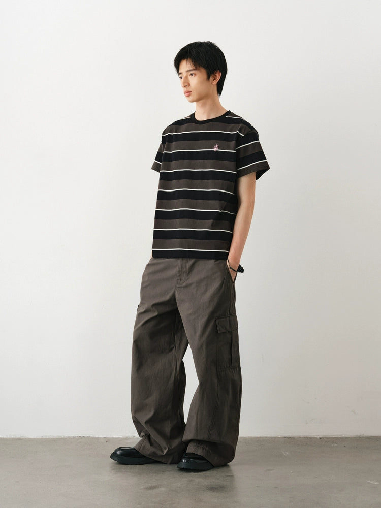 DIMC Thick and Thin Stripe Embroidery Printing Tee