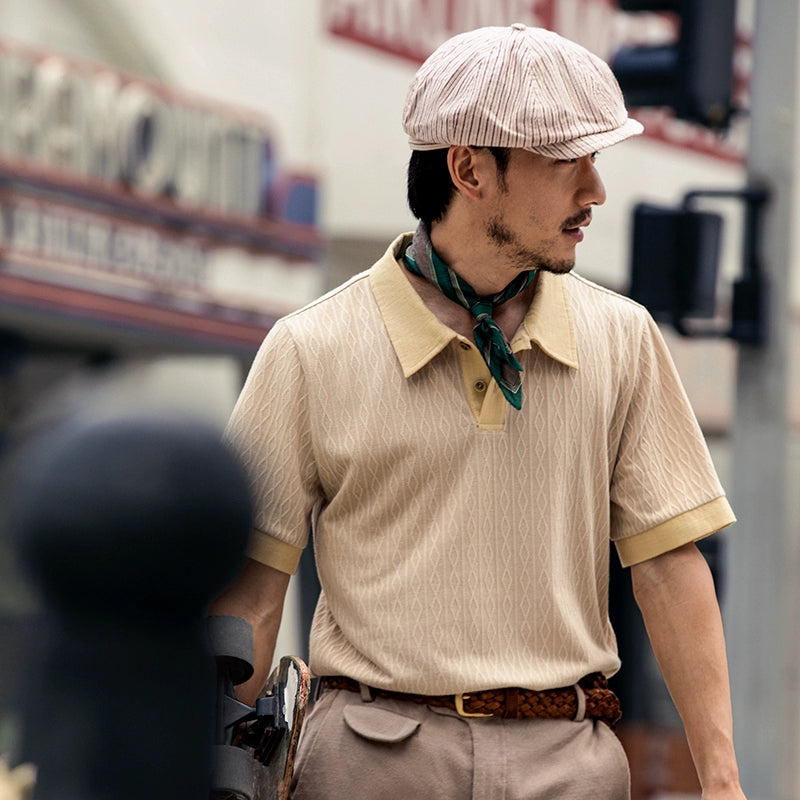 SOARIN British Retro Rhombus Polo Shirt