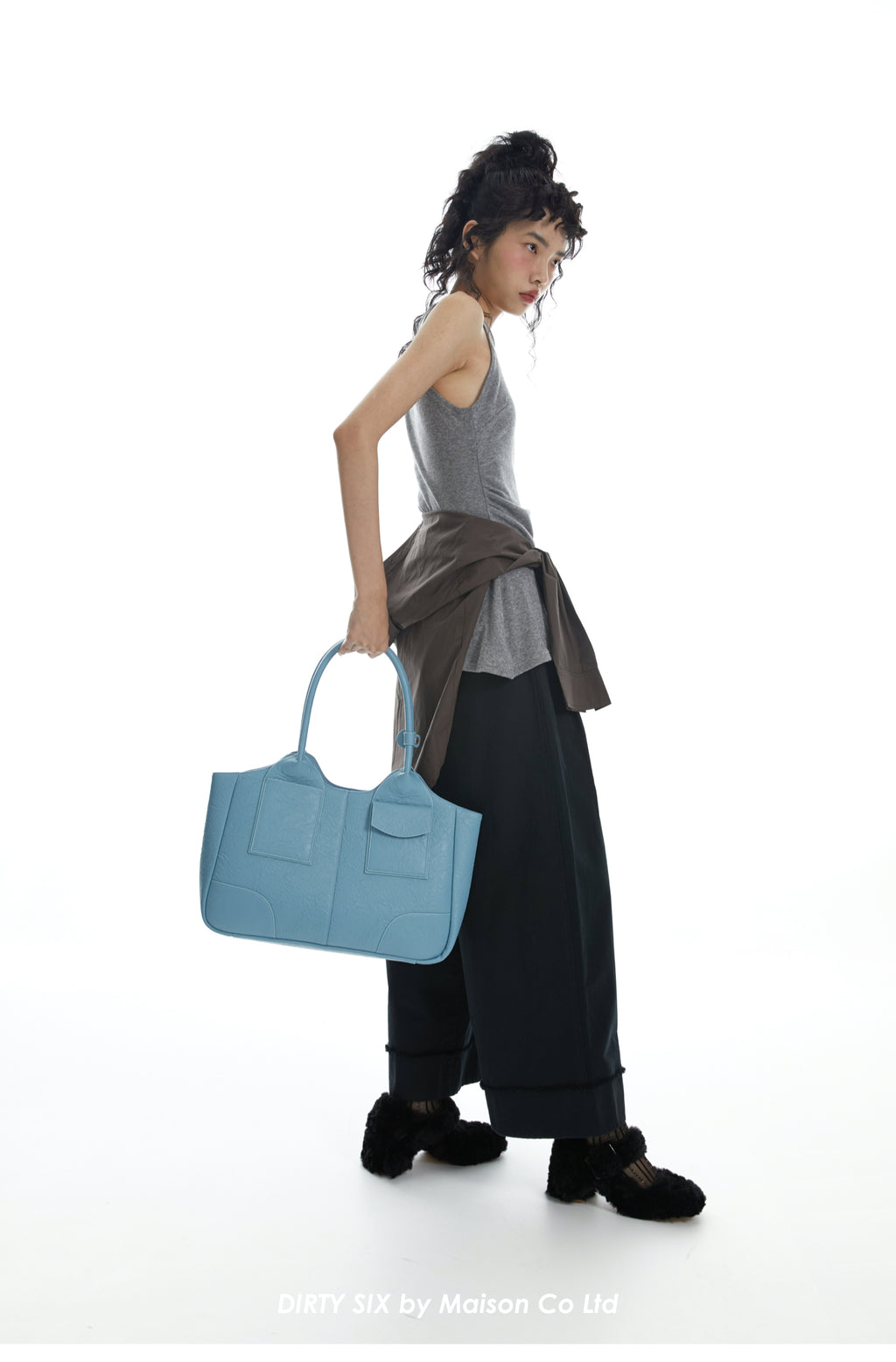 DirtySix Yuri Big Cow Split Leather Tote retro-patterned cowhide large-capacity Bag