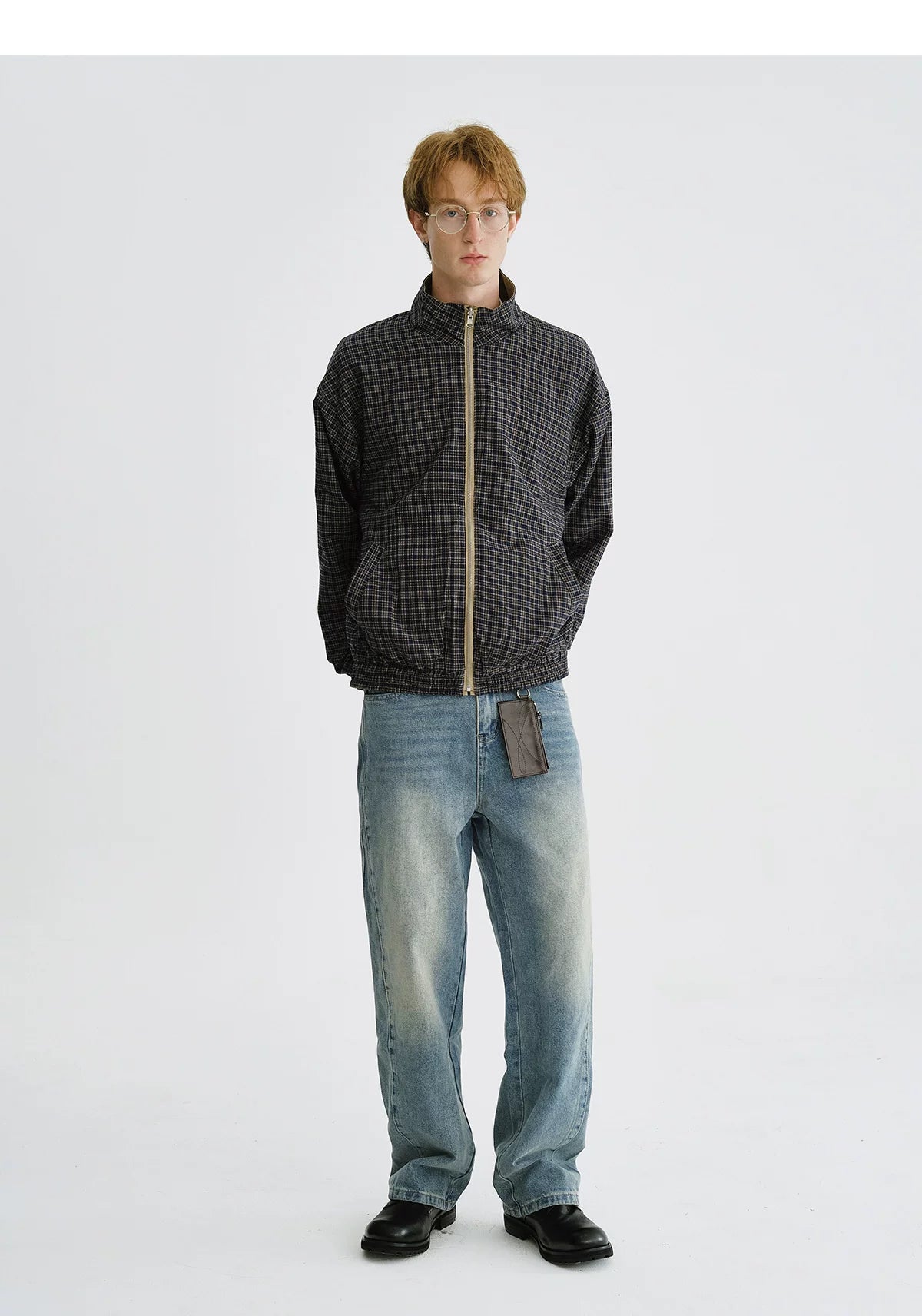 LIVINGTOWN Vintage Stand Collar Versatile Reversible Plaid Jacket
