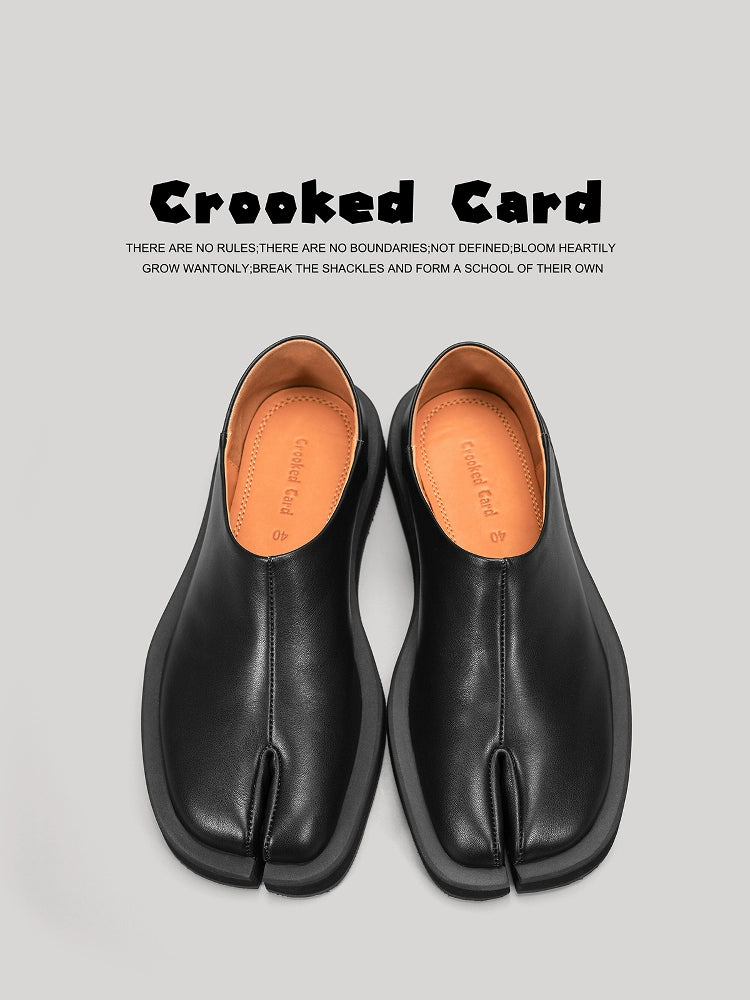 CROOKED CARD Leather Platform Split-toe Shoes