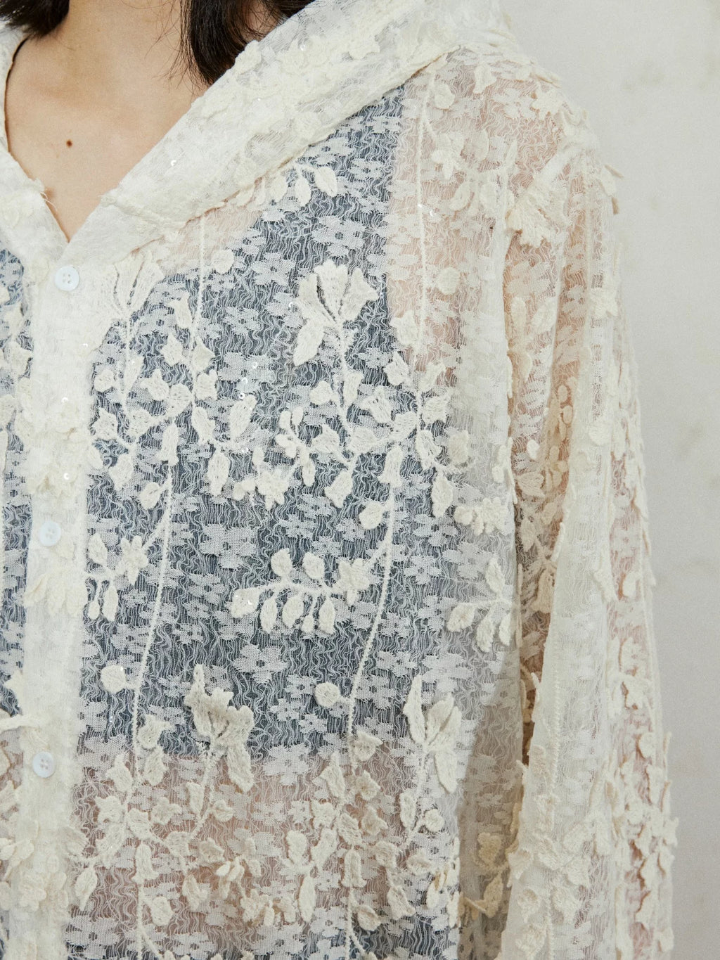 SUNYVONNE Lace Hooded Premium Jacket