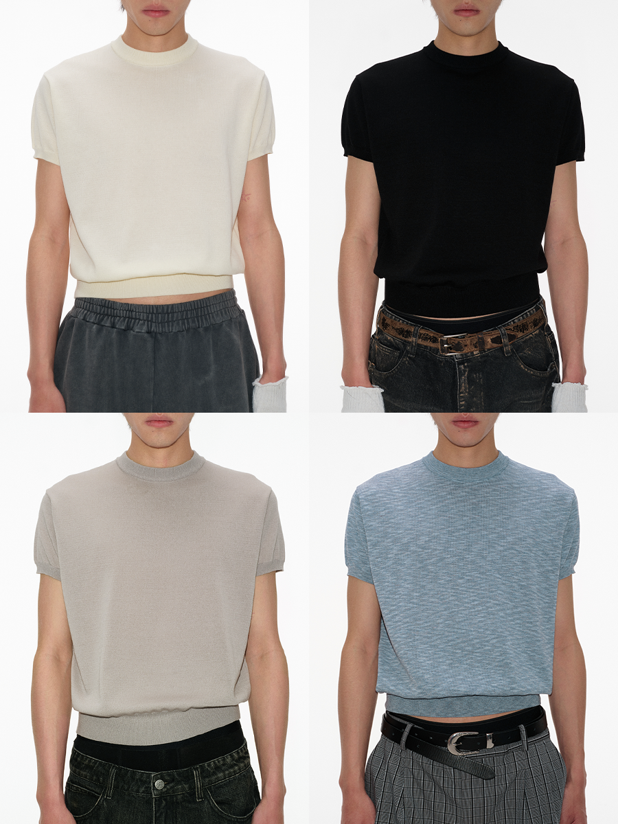 JCAESAR Ice Silk Slim-fitting Small Neckline Tee