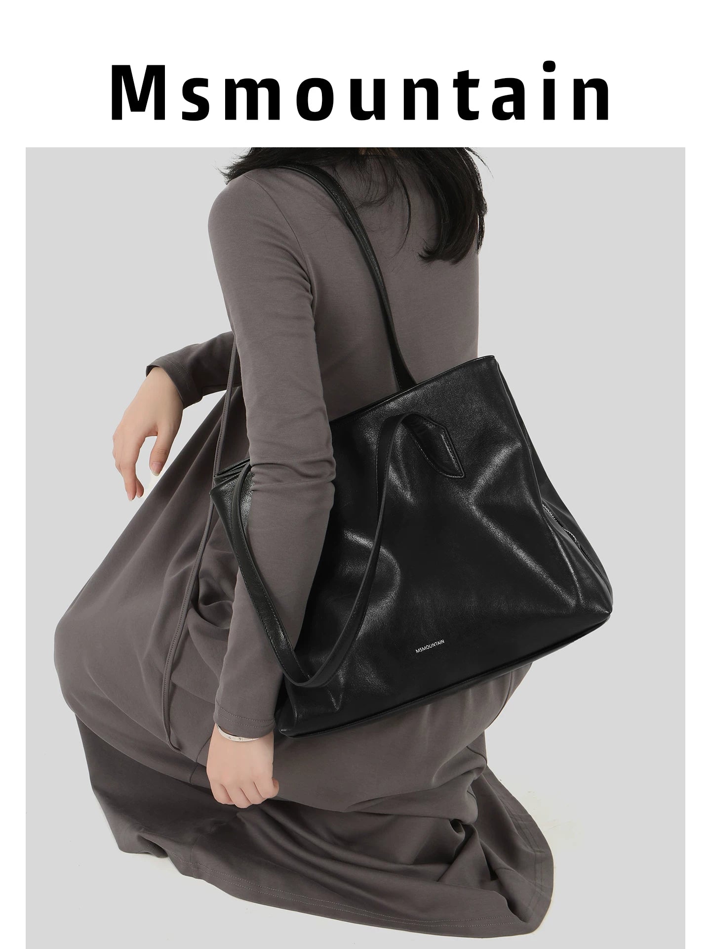 Msmountain Leather Niche Large Capacity Tote Bag