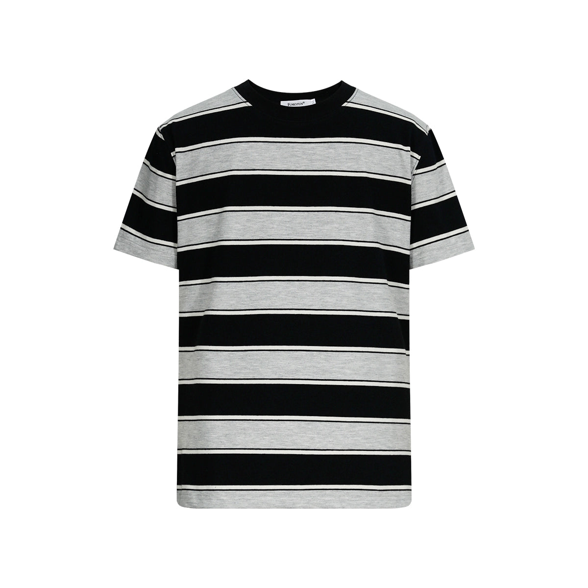 FUNKYFUN UNISEX Contrast Striped Front Shoulder Tee