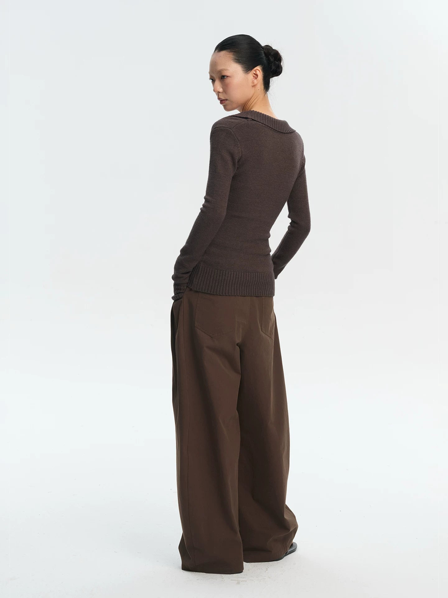 LINY LIBERTY Vintage Slim-fit V-neck Knitted Sweater