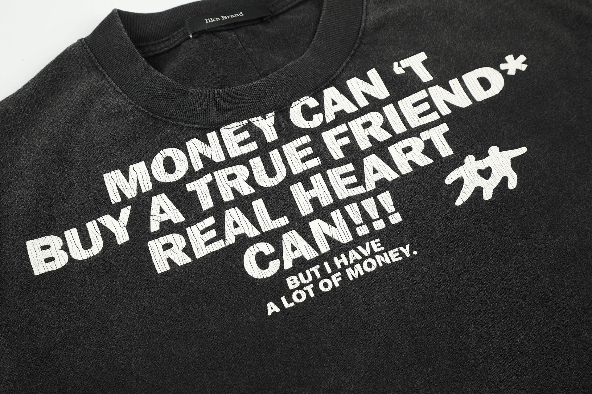 11KN Retro Round Neck Loose Letter Printed Tee
