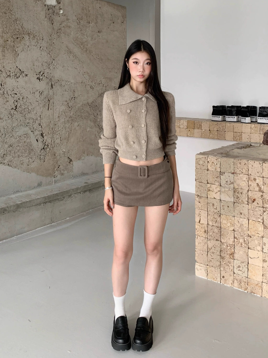 WITHMIN Skinny Casual Versatile Short Cardigan