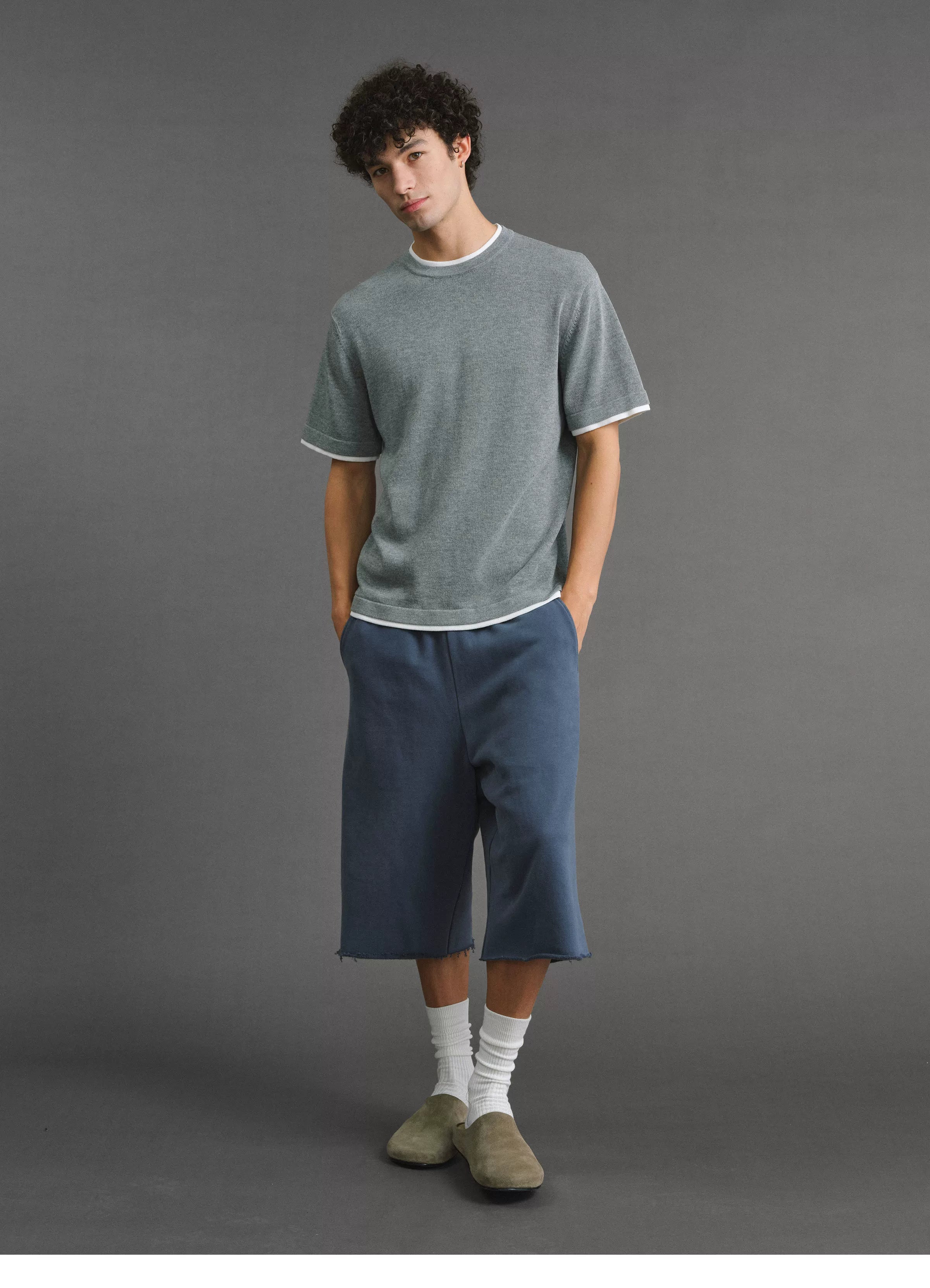 VLABMADE | 420G Linen-Blend Relaxed Faux-Layer Knit Tee