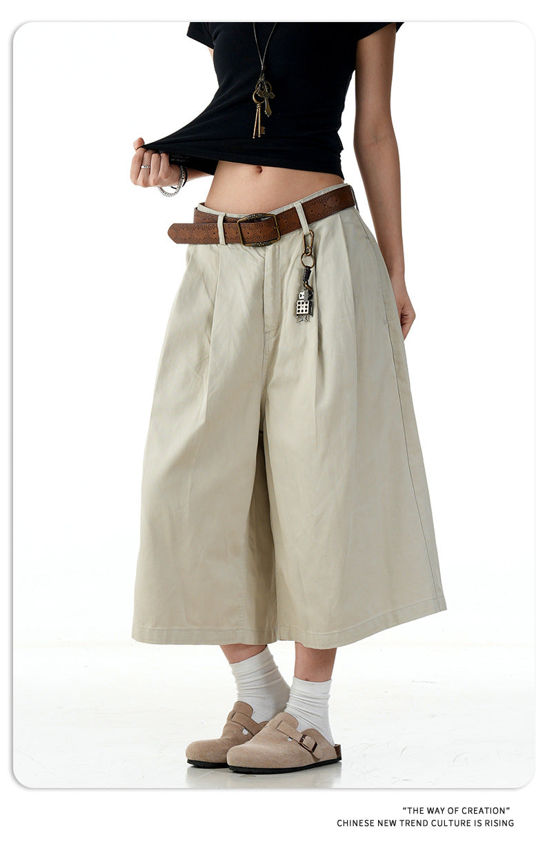 11KN Retro Simple Tooling Cropped Pants