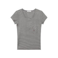 FUNKYFUN Hot Diamond Striped Front Shoulder Tee