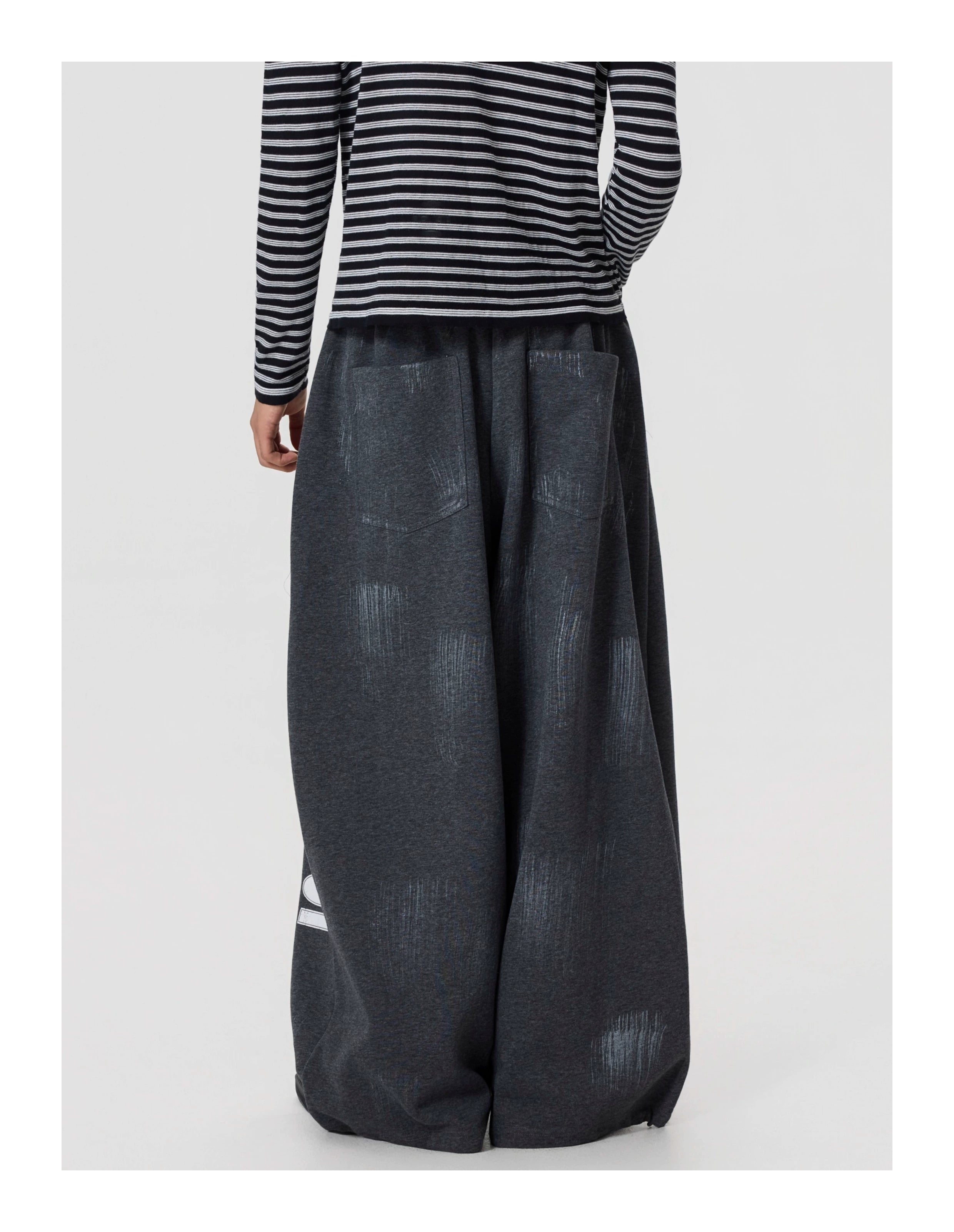 BTSG Vintage Painted Printed Wide-Leg Slacks