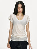 Anna Aneae Micro Loose V-neck Front Shoulder Tee