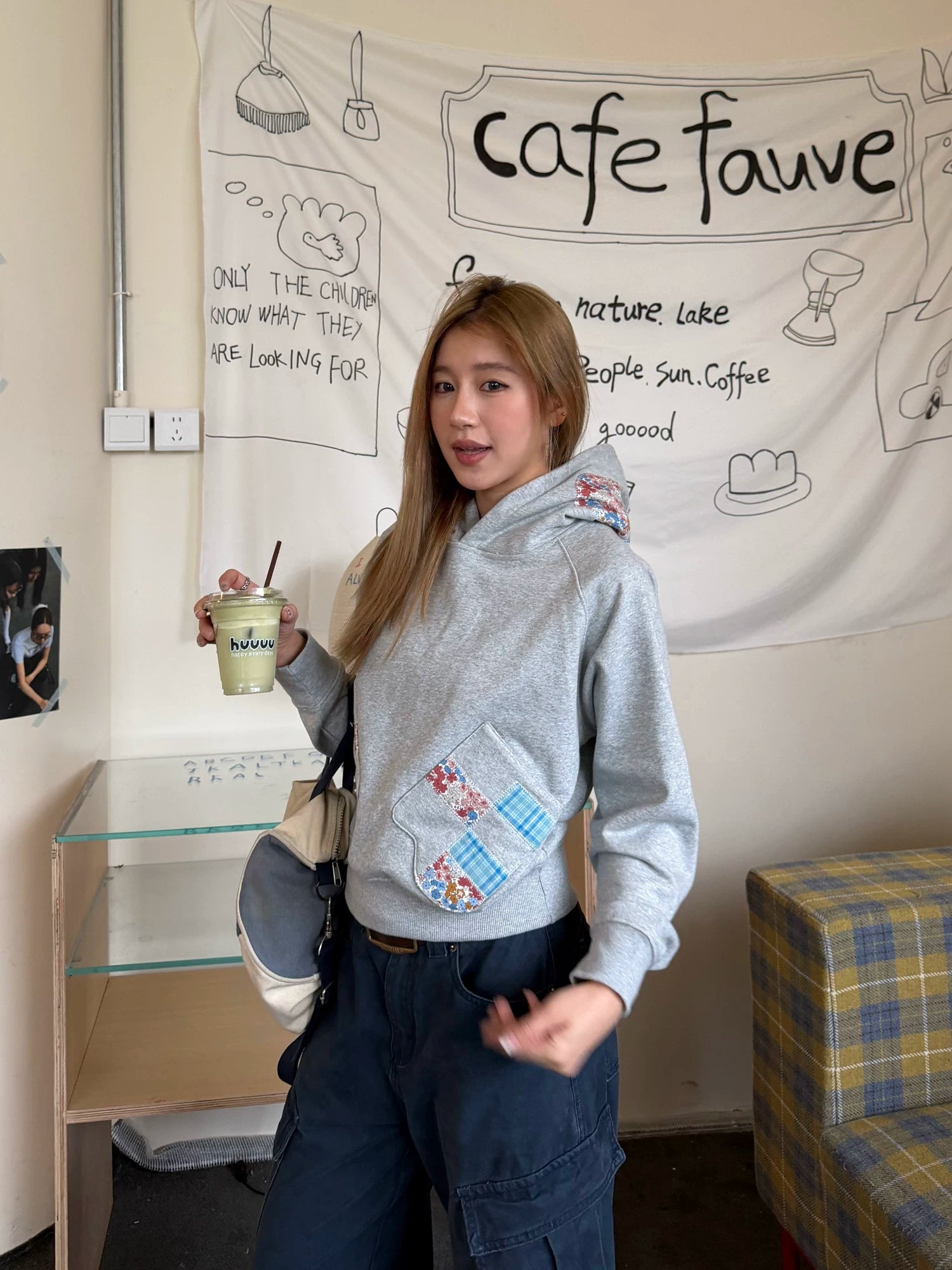 CCYE   Stitched Patch Embroidered Hooded Sweater