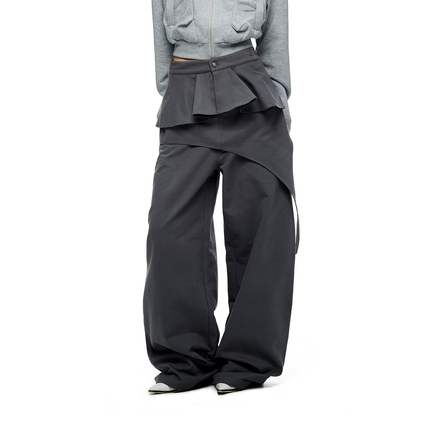 JIKOO Removable Irregular Fart Curtain Straight-leg Pants