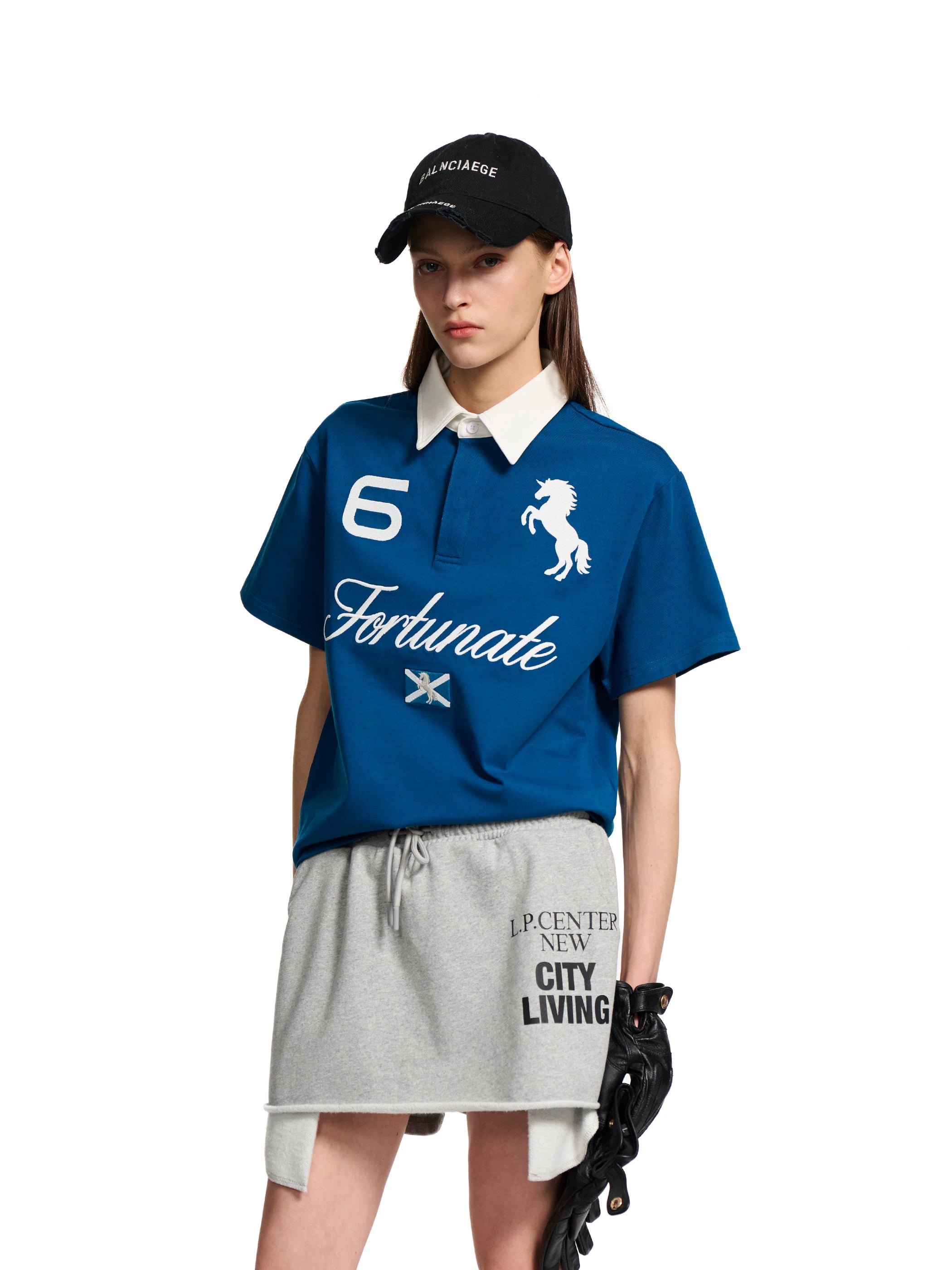 Loopsoon War Horse English Embroidery Contrasting Tee