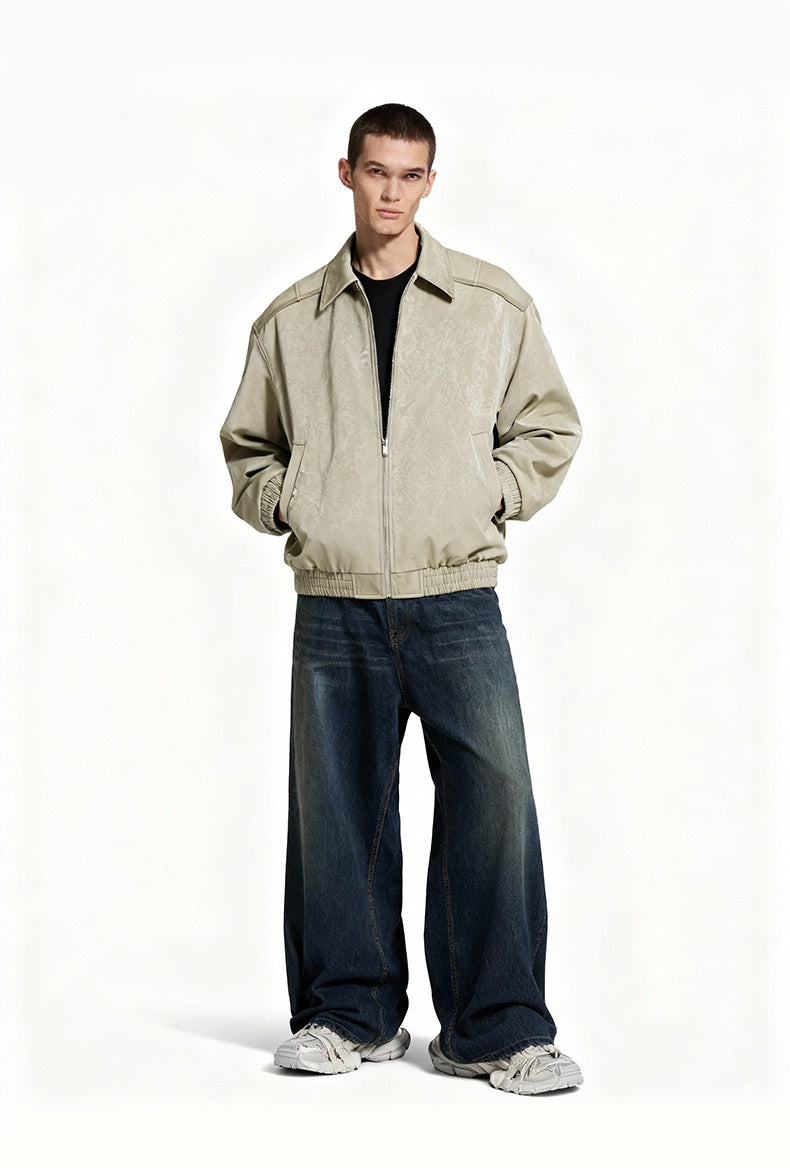 Inflation Vintage Wrinkled Leather Zip-up Jacket