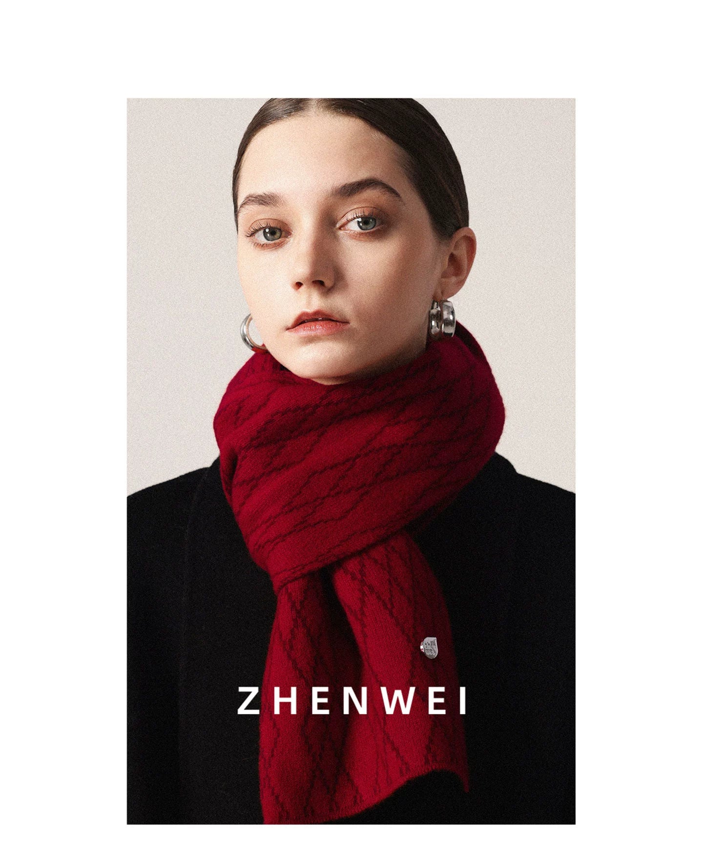 ZHENWEI Rhombus Plaid Short Knitted Scarf