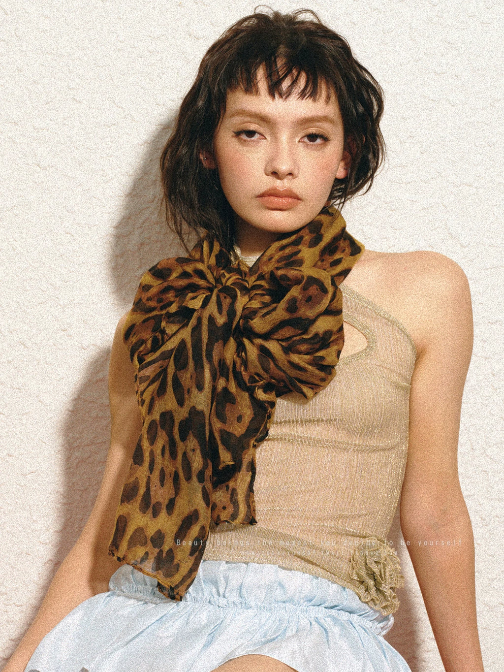 YORSOY Retro Fashionable Leopard Print Silk Scarf