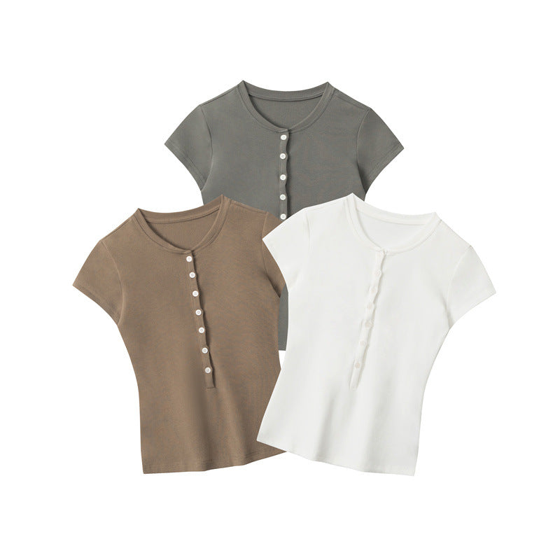 Nariele Semi-open Neck Slim Fit Tee