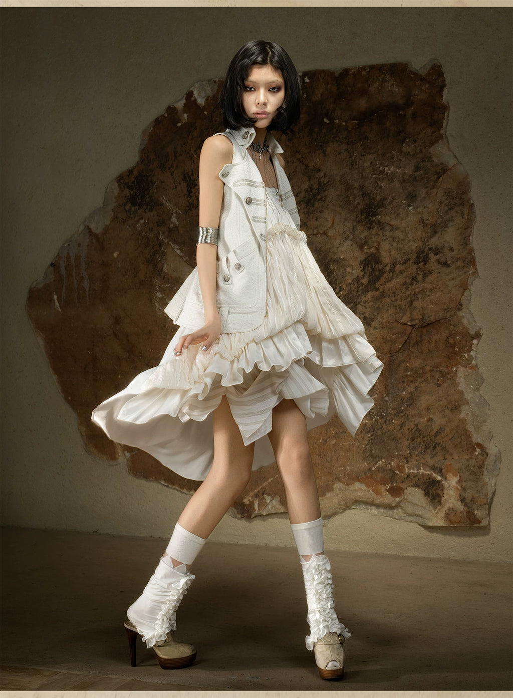 ARIADNAw Irregular Pull-pleated High-waisted Skirt