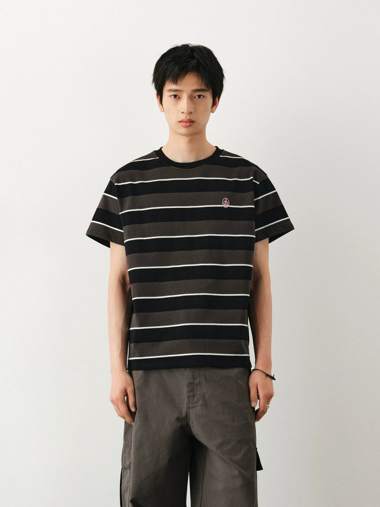 DIMC Thick and Thin Stripe Embroidery Printing Tee
