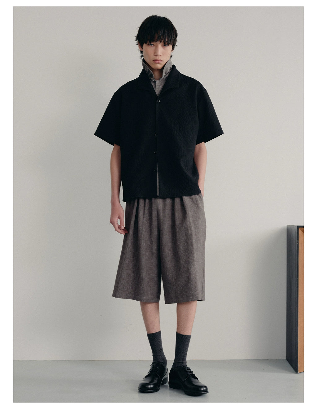 JCAESAR Seagull Collar Leaf Pattern Shirt
