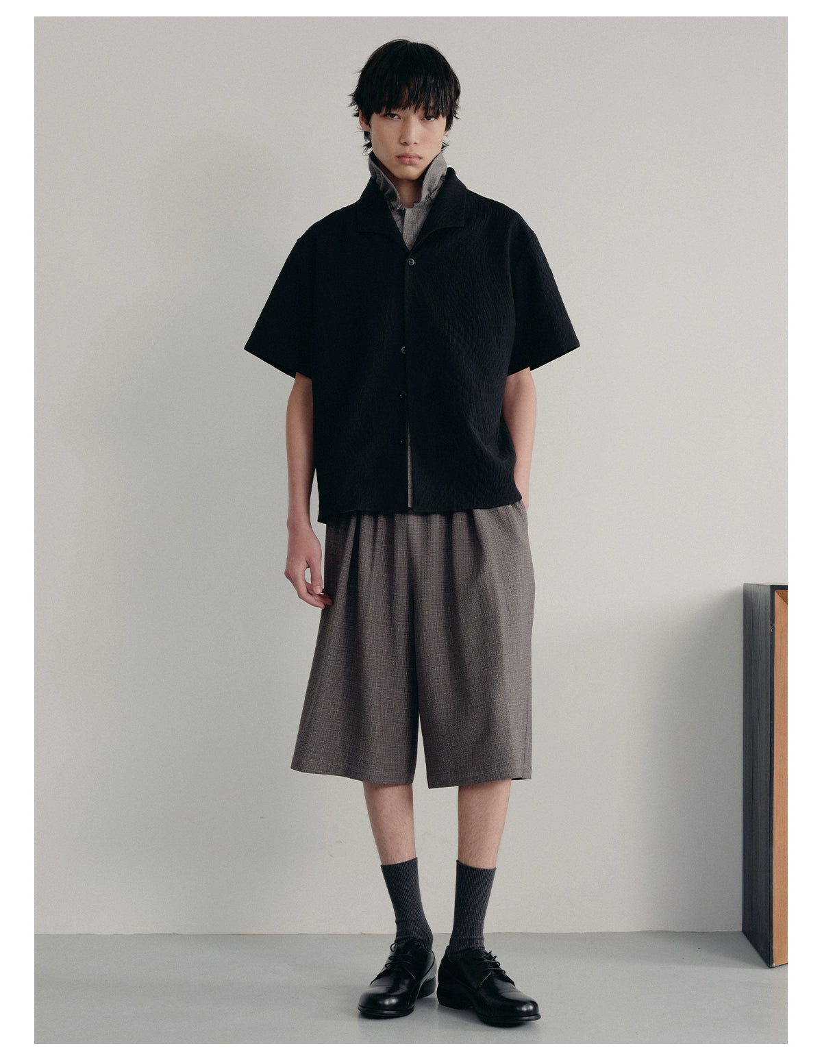 JCAESAR Seagull Collar Leaf Pattern Shirt