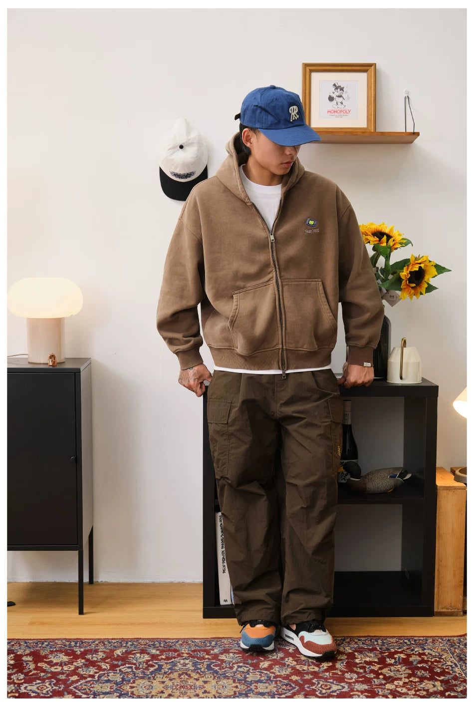 Battles Casual Embroidered Short Wide Zip Sweater