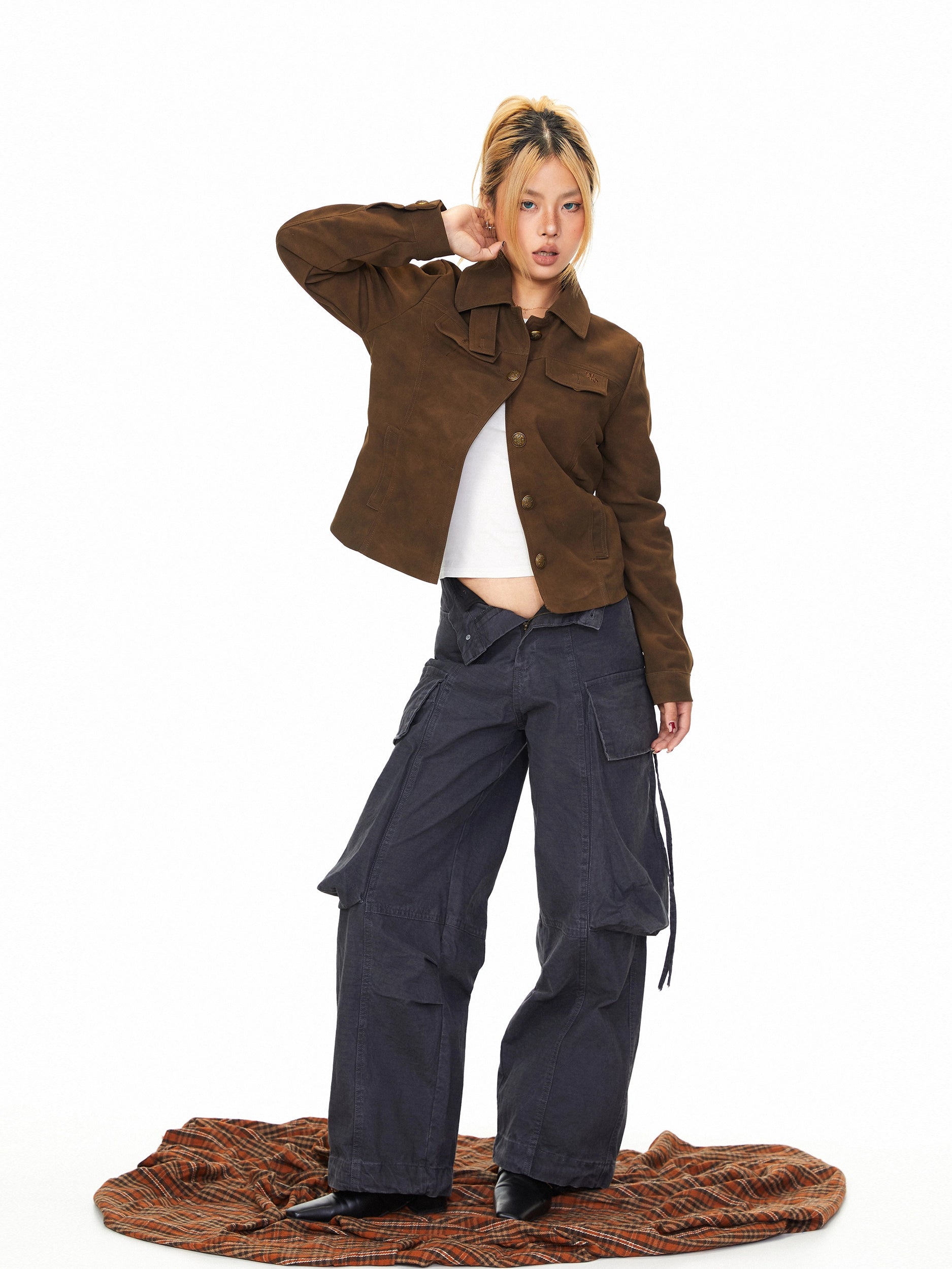 Mershier Suede Embroidered Lapel Jacket