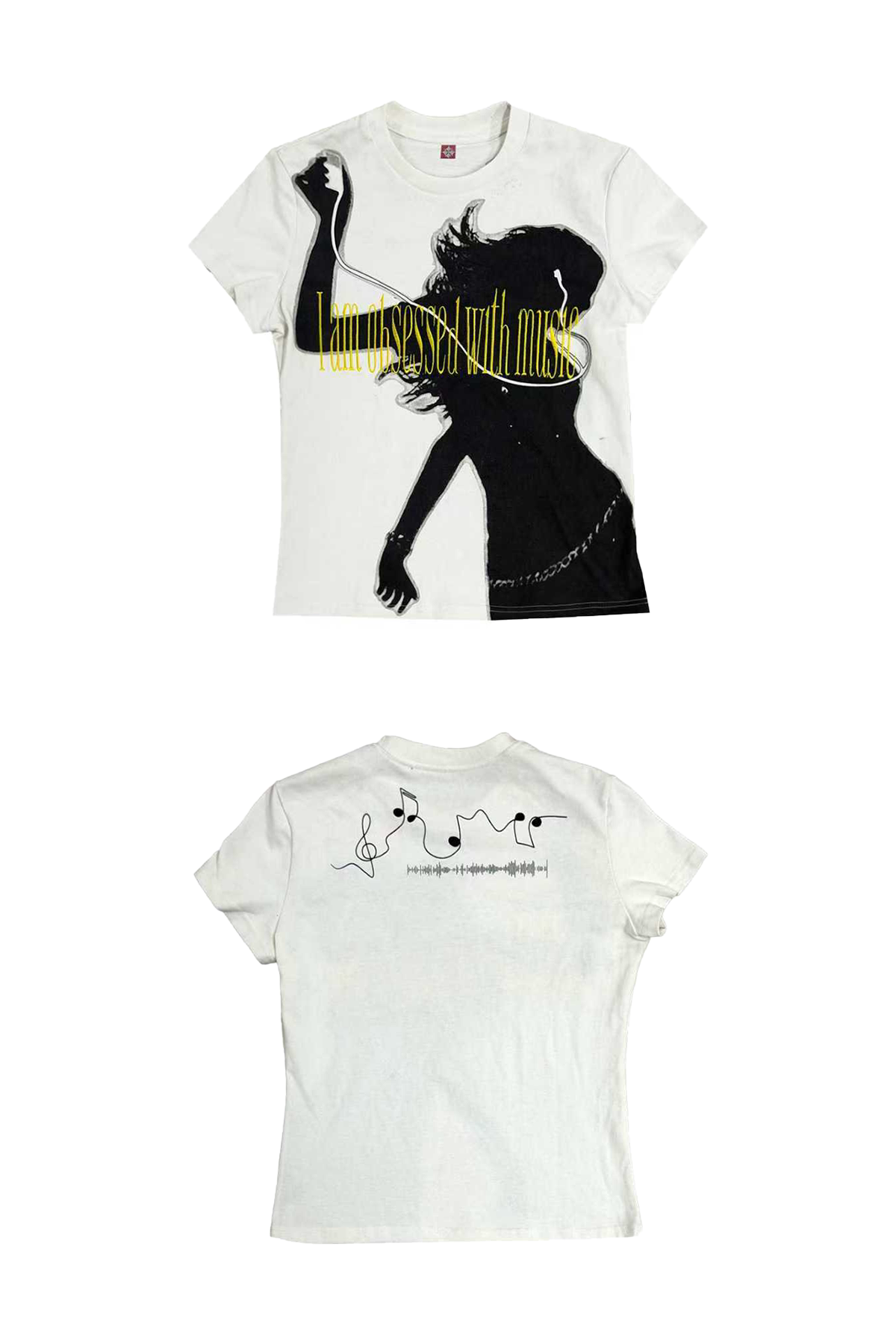 DETW Embroidery Hand-painted Slim-fit Front Shoulder Tee