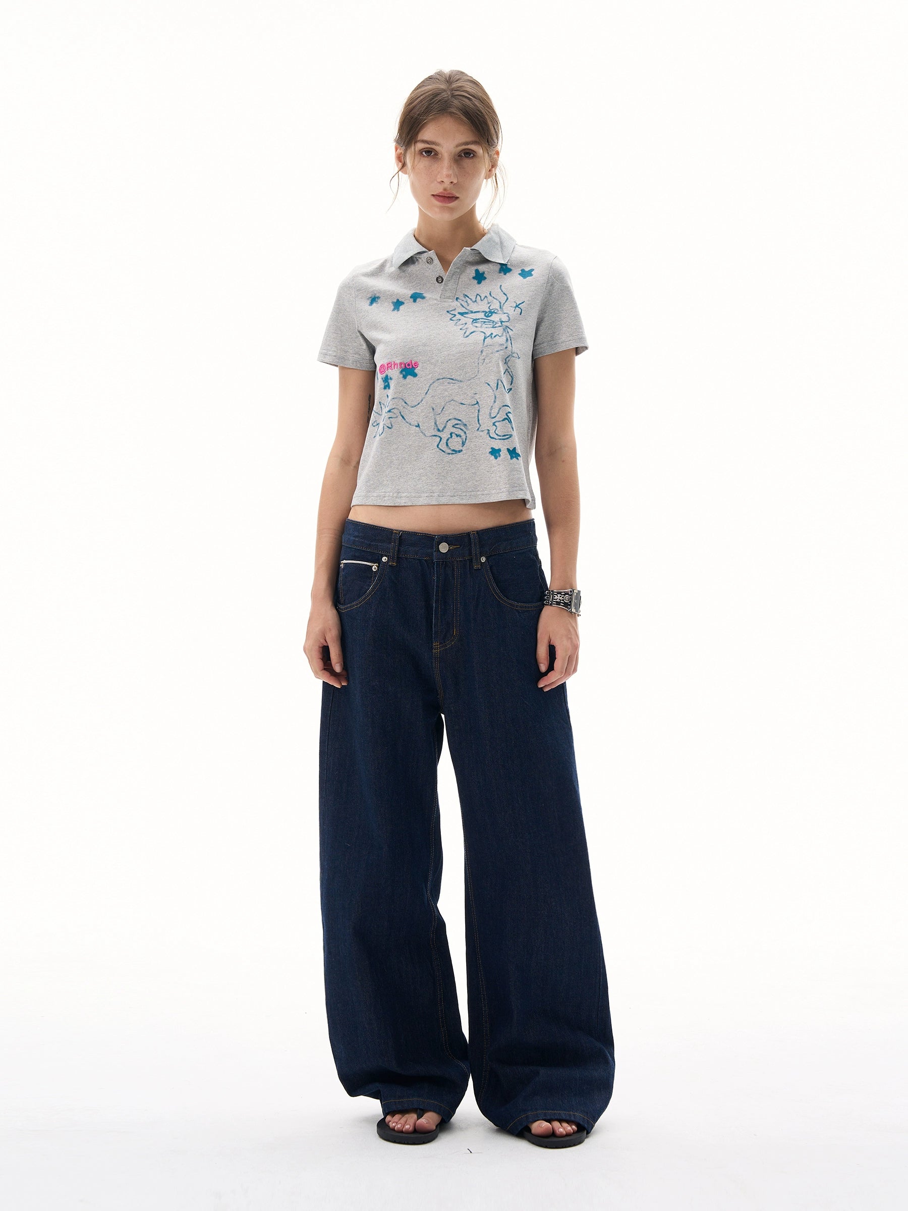 MADWITCH Vintage Graffiti Print Front Shoulder Tee