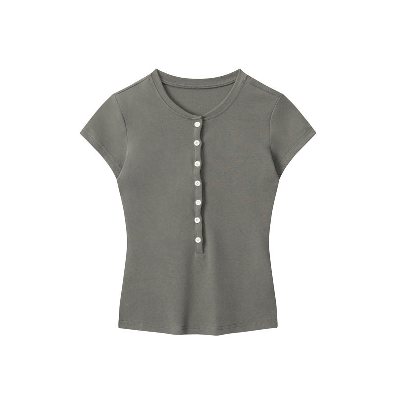 Nariele Semi-open Neck Slim Fit Tee