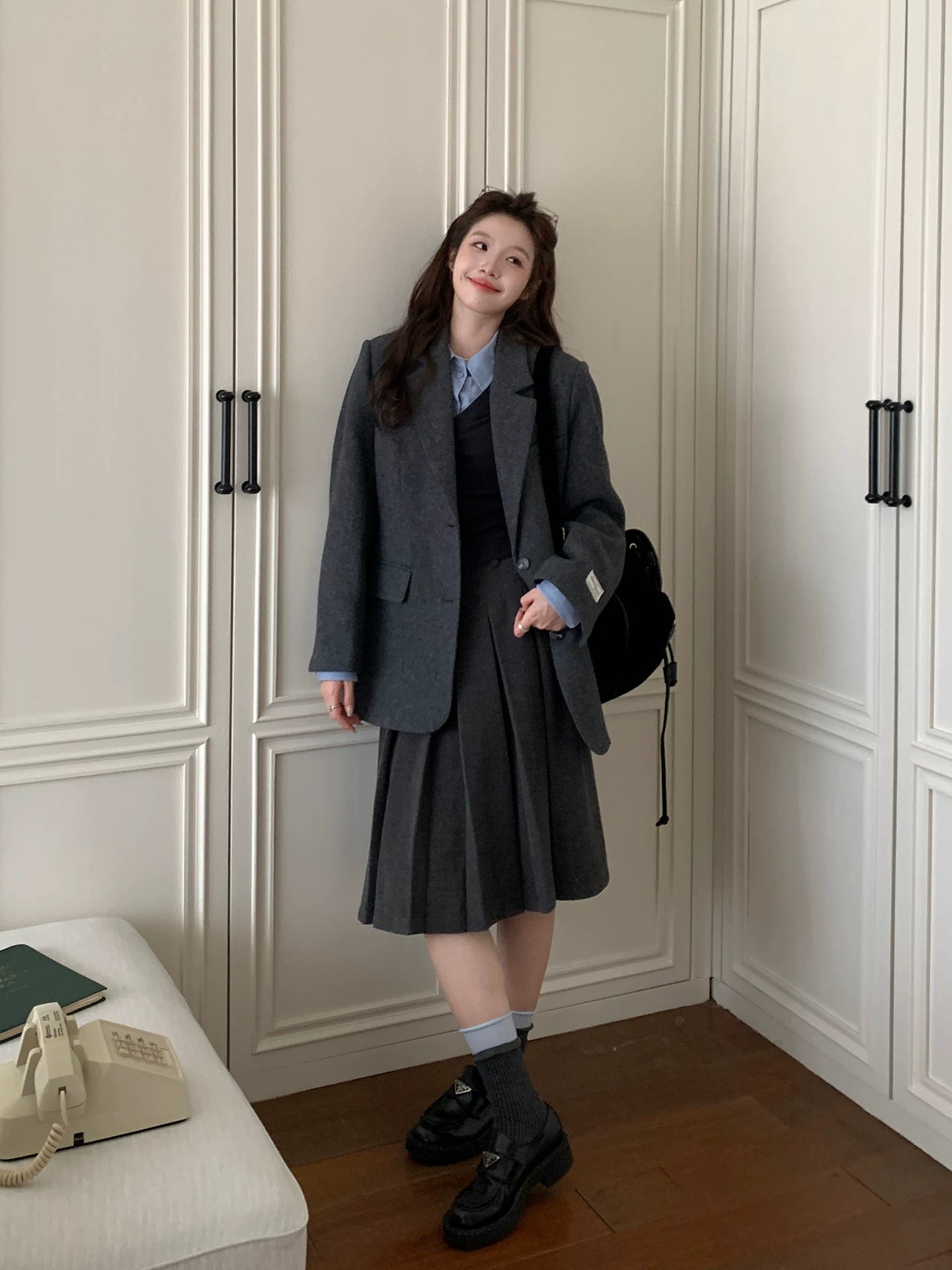 Even Versatile Preppy Style Spliced Waist Skirt