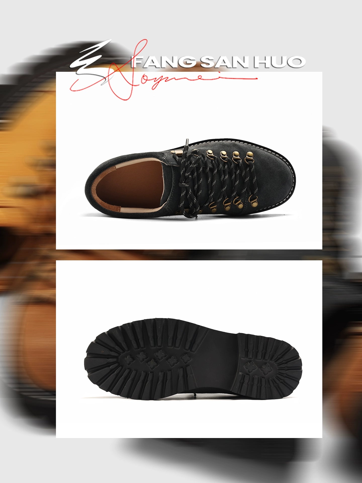 FANGSANHUO Retro Tooling Shoes Low-top Heightening Casual Shoes