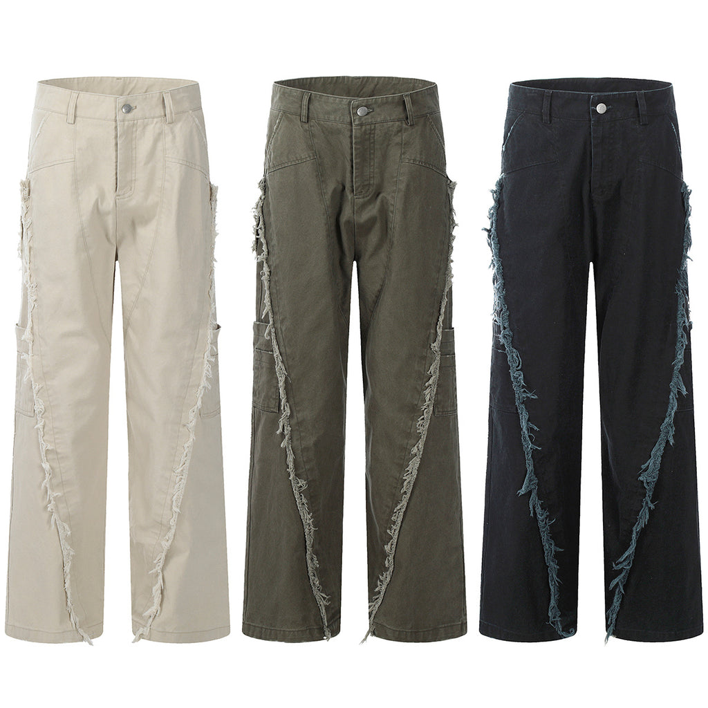 11KN  rough edge splicing multi-pocket tooling jeans