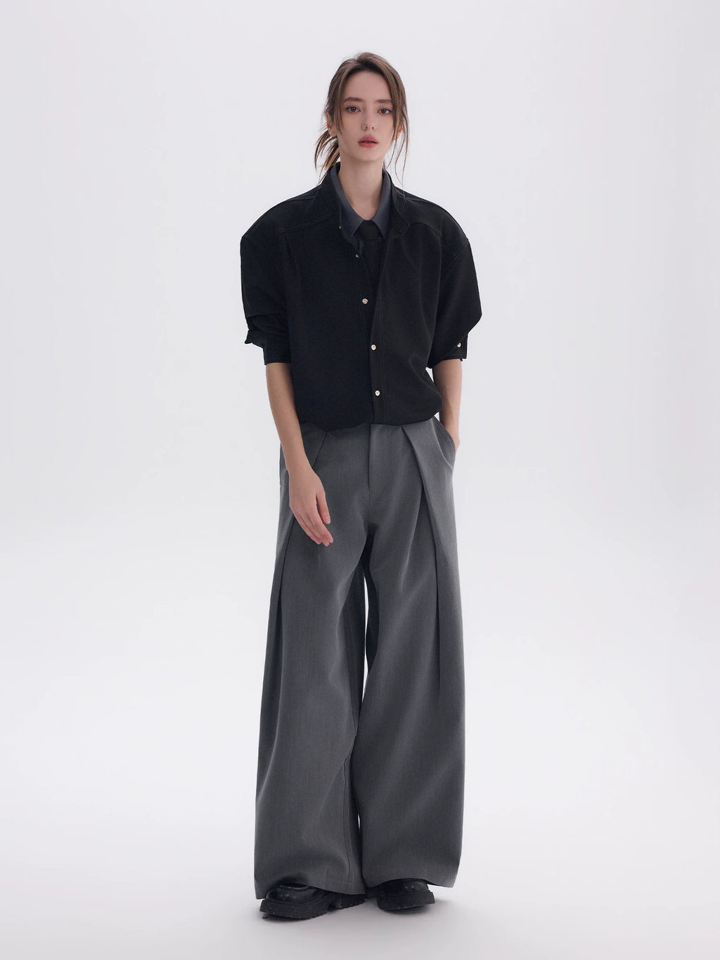 CHOR Fake Two-piece Stand-up Collar Shirt