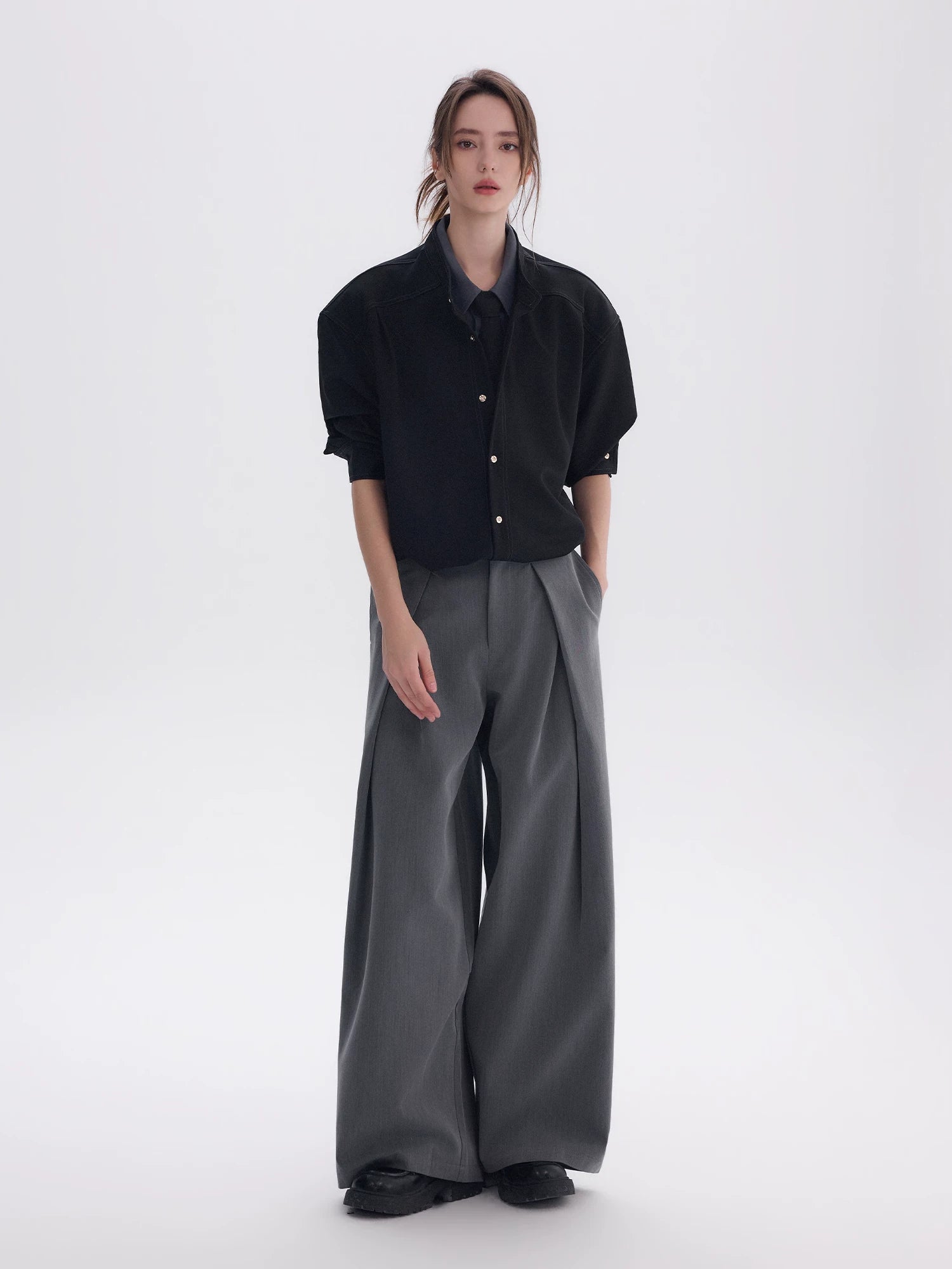 CHOR Fake Two-piece Stand-up Collar Shirt