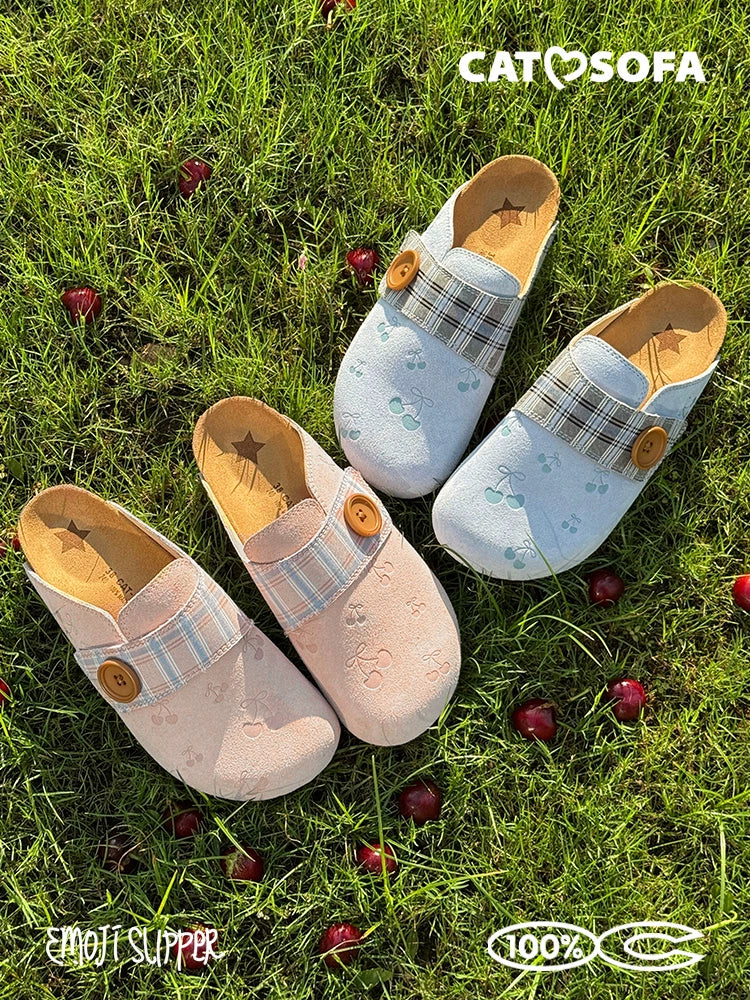 Cat & Sofa Cherry One Pedal Bag Head Half Slippers