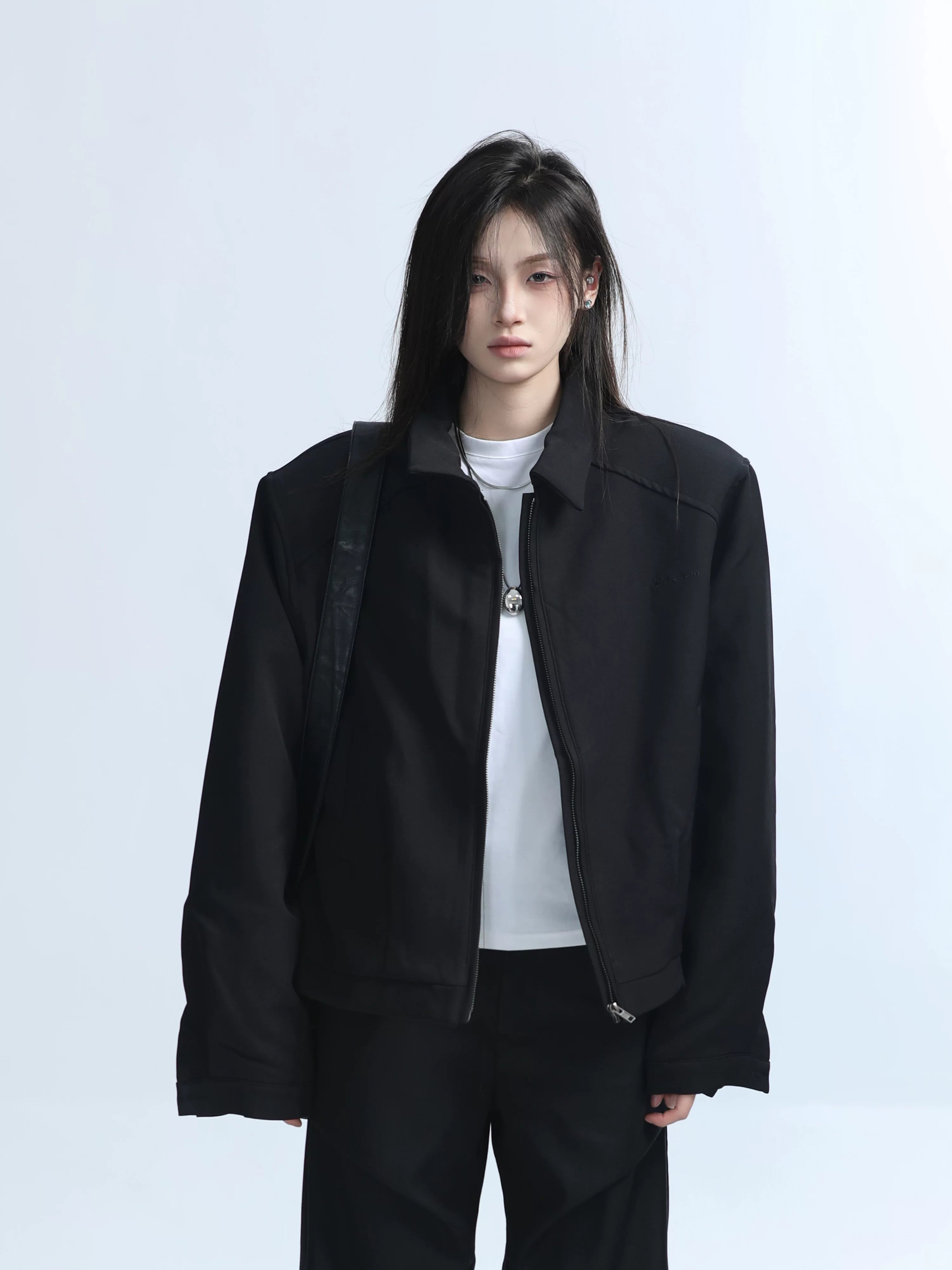 Zuocisankon Vintage Short Loose Zipper Jacket