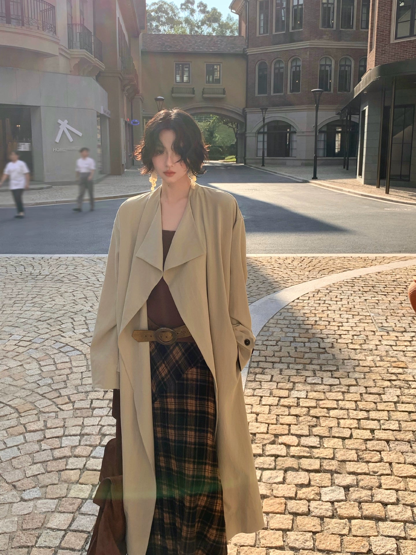 KELIFAN Retro Loose Lapel Trench Coat