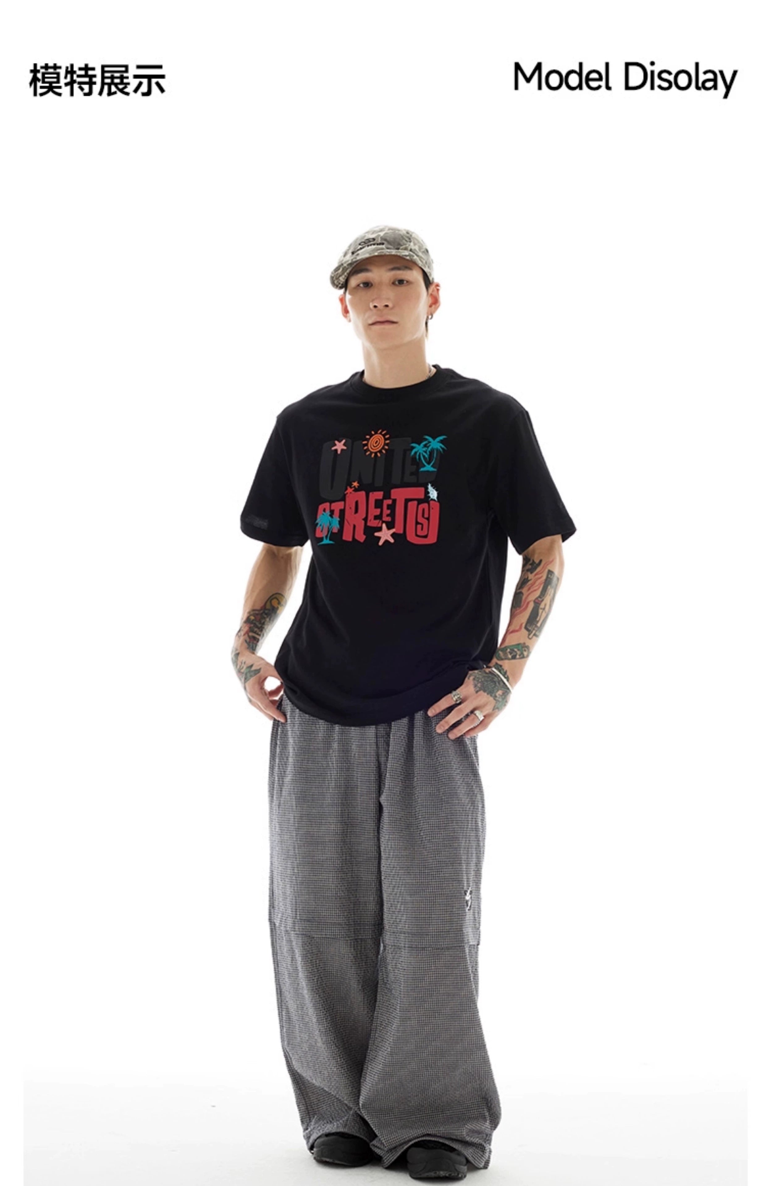 US Two-tone Embroidered Plaid Slacks